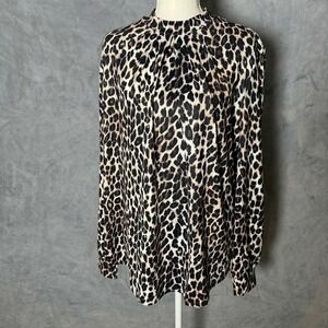 Wiholl Size XL NWT Leopard Print Blouse Long Sleeve Animal Print Top Lightweight